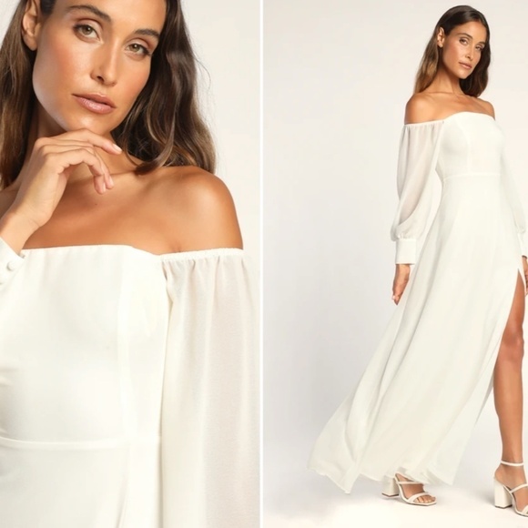 LULU's Long Sleeve Romantic Flowy Bridal Shower Bachelorette Elopement Maxi - Picture 4 of 4